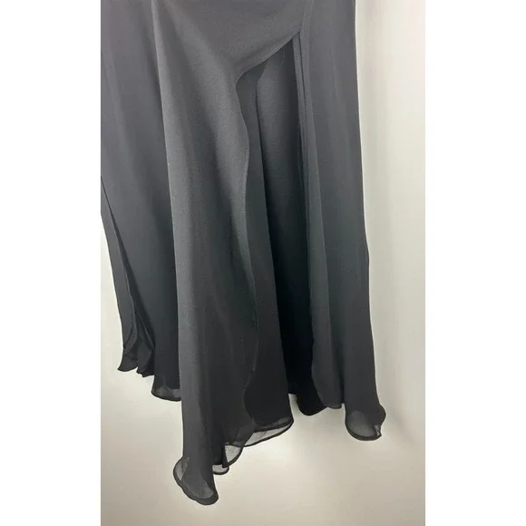 St. John Evening 100% Silk Chiffon Overlay Pants Wide-Leg Slit Black Size 12 - Picture 11 of 16